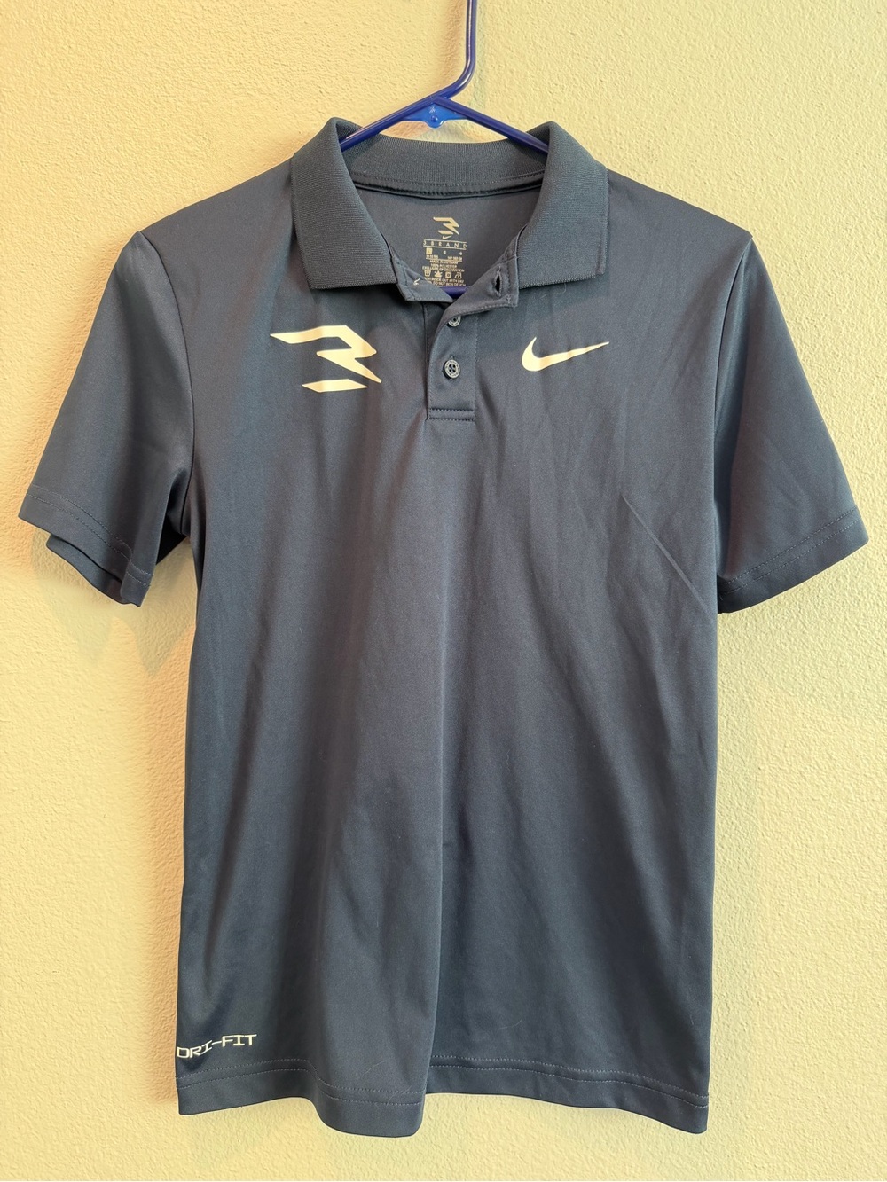 Nike Navy Polo with White Swoosh Accents - Picture 2 of 4